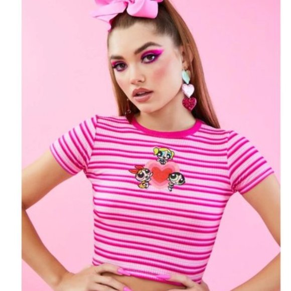 Dolls Kill Tops - Dolls Kill x The Powerpuff Girls Fight Like a Girl baby tee